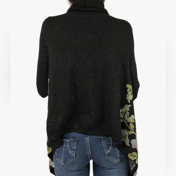 M❤Desigual Pullover ANNA in Poncho Style Floral Design - Turtle Neck - Picture 5 of 9